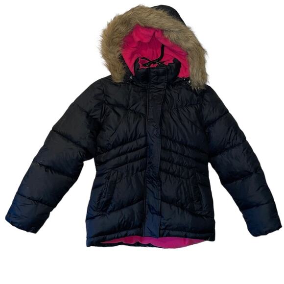 Arizona Jeans girls black and pink puffer jacket - Picture 1 of 4